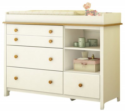 South Shore Little Smiley Changing Table in Pure White & Harvest Maple